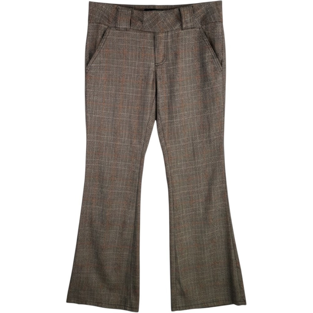 Be Bop Plaid Flare Pants Womens 32x32 Low Rise Y2K Trousers Preppy Dark Academia